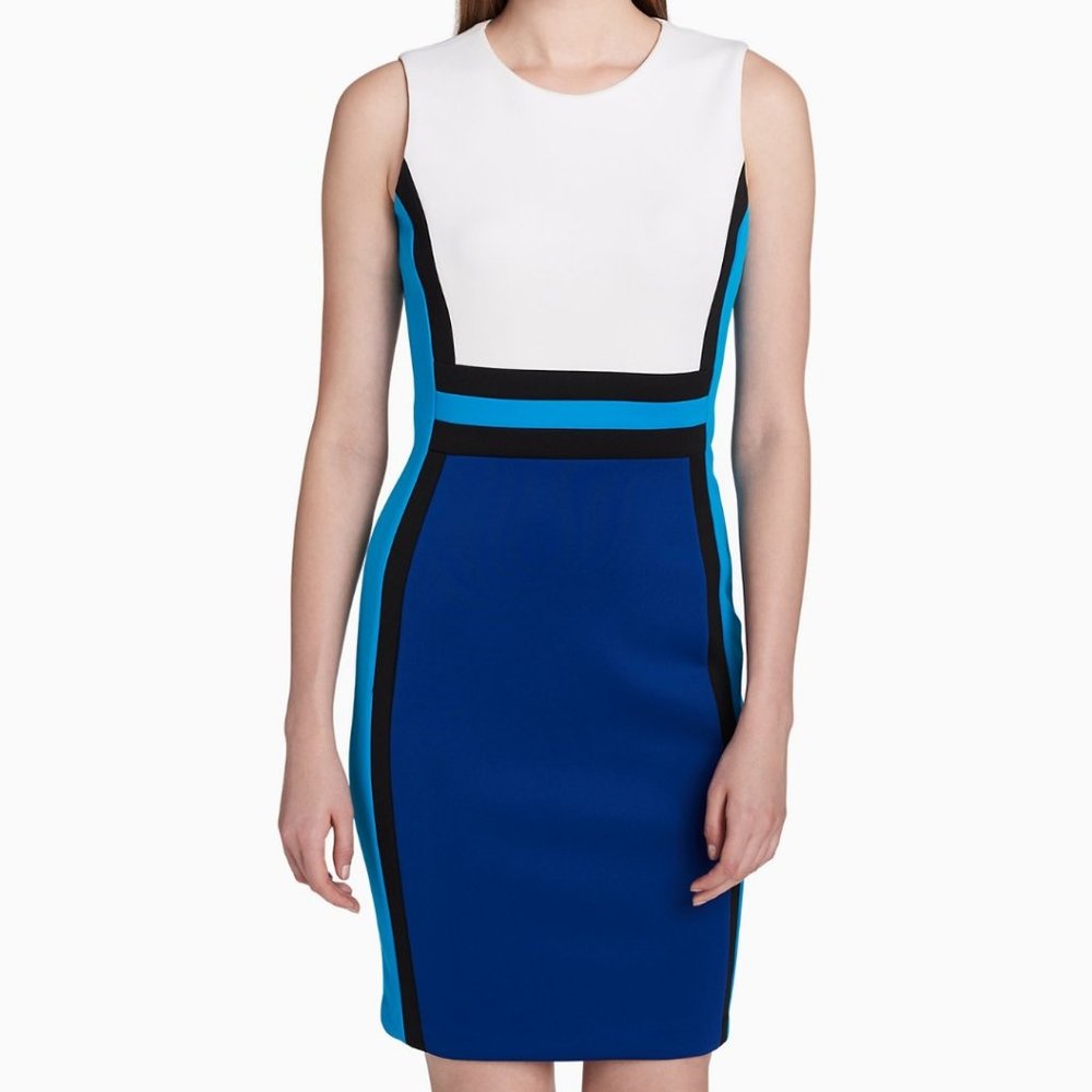 Calvin Klein Colorblock Scuba Sheath Dress